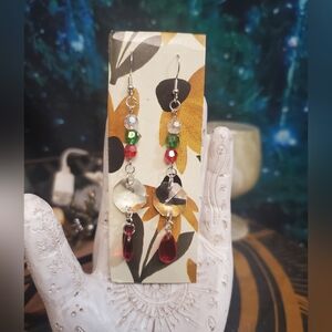 Handmade Crystal Christmas Earrings With Sterling Silver Hooks